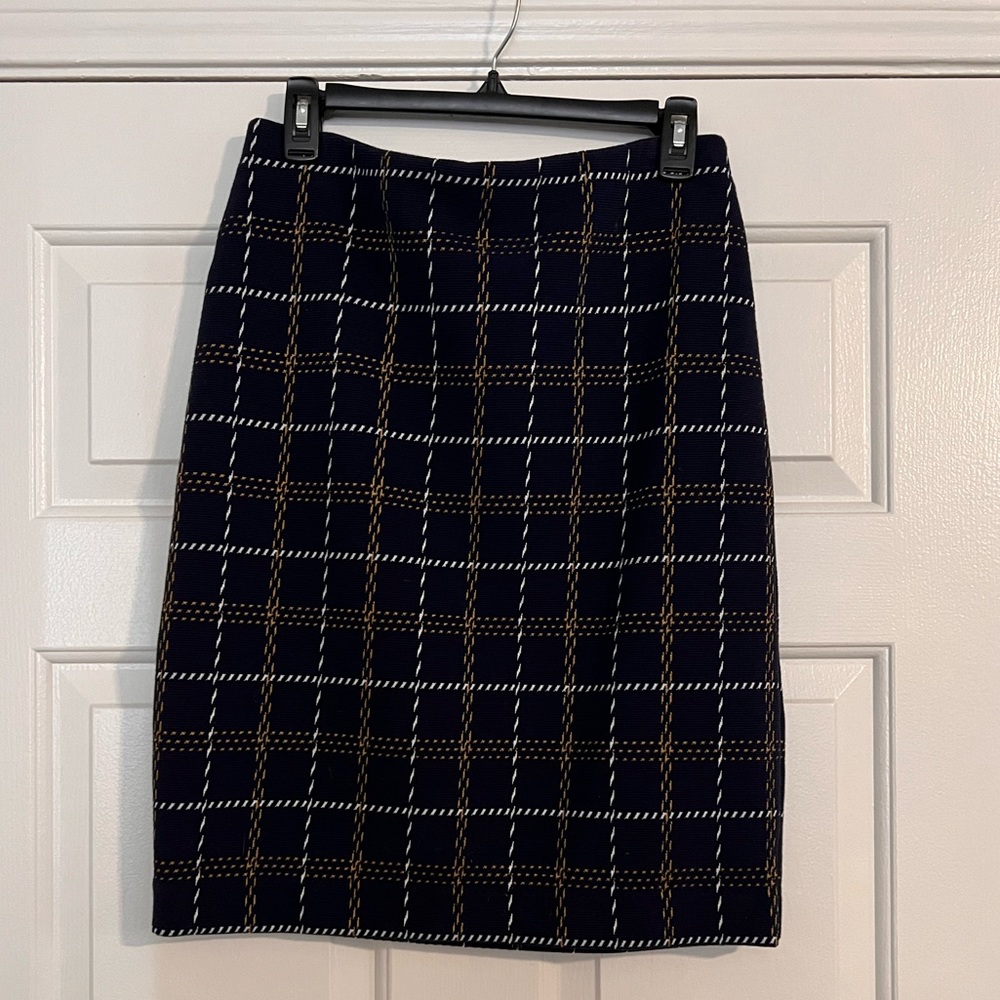 Ann Taylor Navy Fitted Pencil Skirt